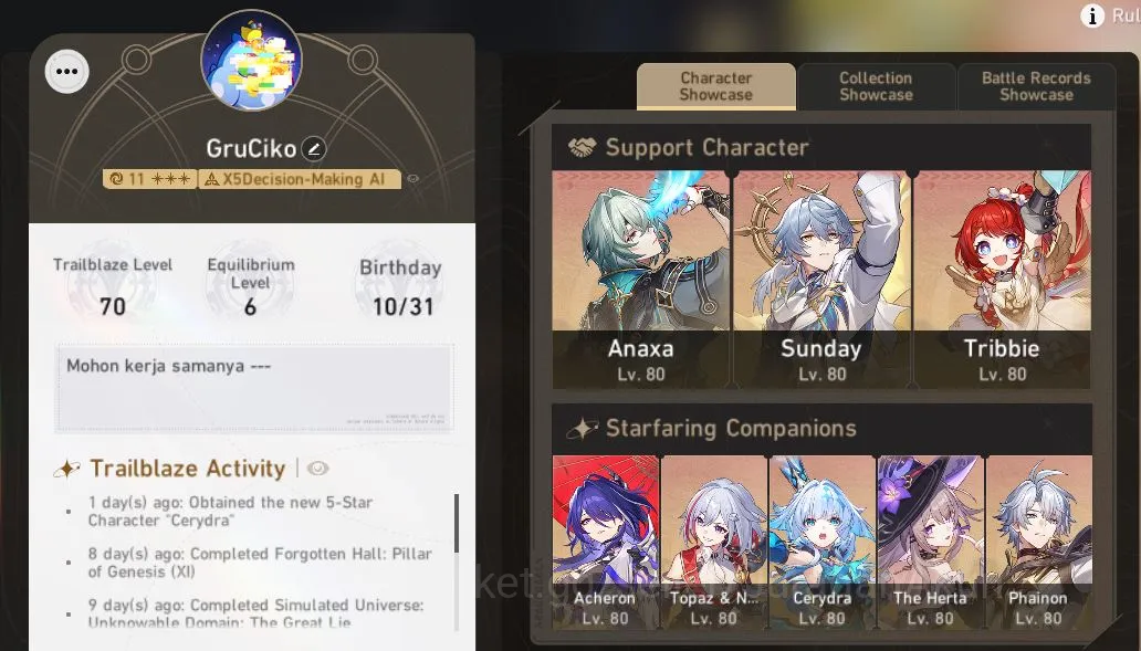 Honkai Star Rail Mid Game ASIA|TL70|11 Limited [The Herta+Sign,Archer+Sign,P image 1