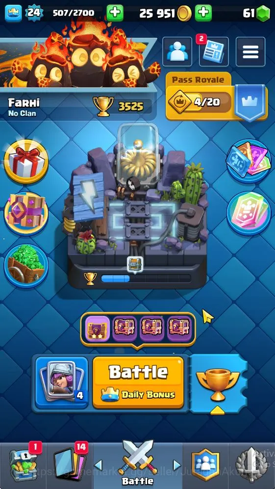 Clash Royale Accounts Lvl 24|Trophy 3525|KTL 9|Limited Skin Emote|Card 6 image 1