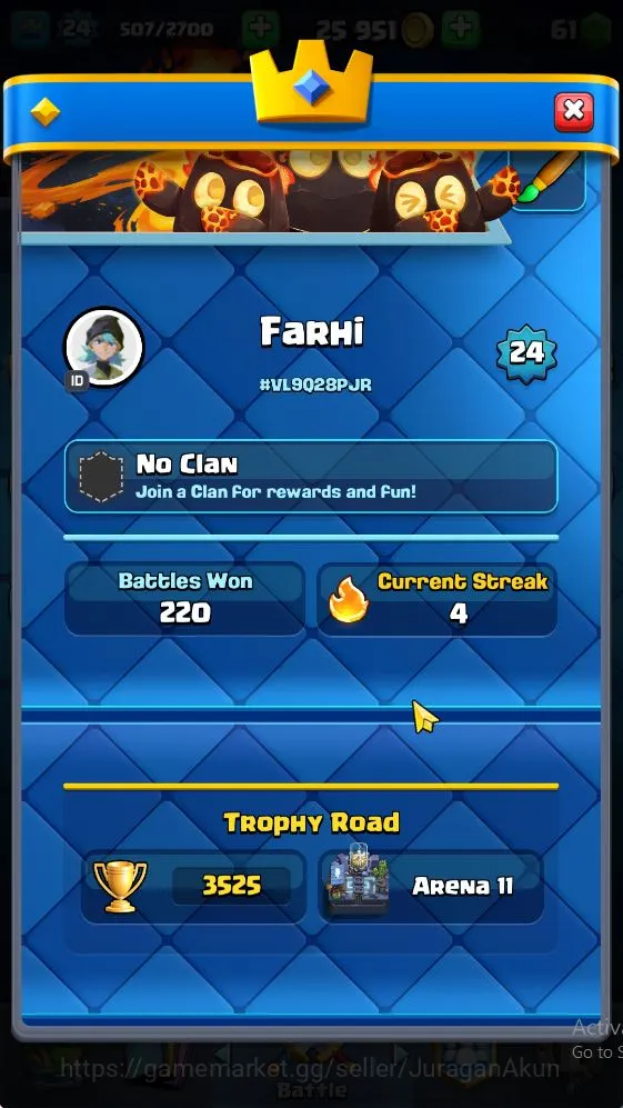 Clash Royale Accounts Lvl 24|Trophy 3525|KTL 9|Limited Skin Emote|Card 6 image 2
