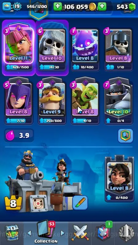 Clash Royale Accounts Starter Lvl19|Trophy 3679|Limited Skin|KTL 8|Card 63|2 EVO,2 Legendary,14 Epic,22 Rare,26 2