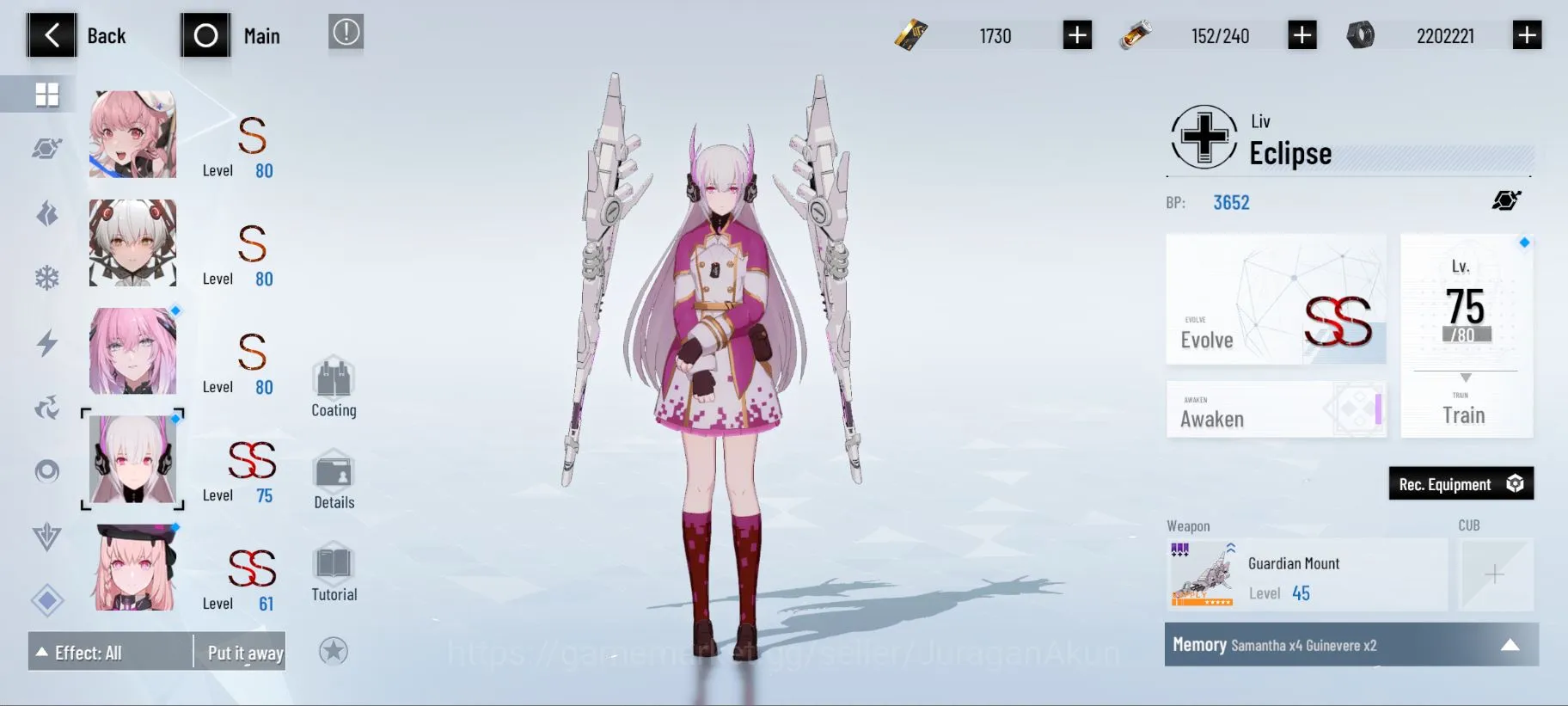Punishing: Gray Raven Accounts End-Game ASIA |SS Lucia+SignR1+CUB+Coat,SS Stigmata+Sign.SSS 3