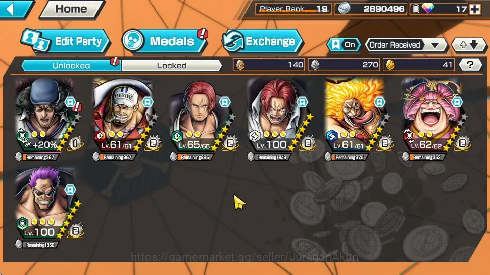 One Piece Bounty Rush Accounts Mid-Tier Global|7 META EX[Kuzan,Linlin,Olin the Oiran,Zephyr,Sakazuki,FRShanks,Divine 3