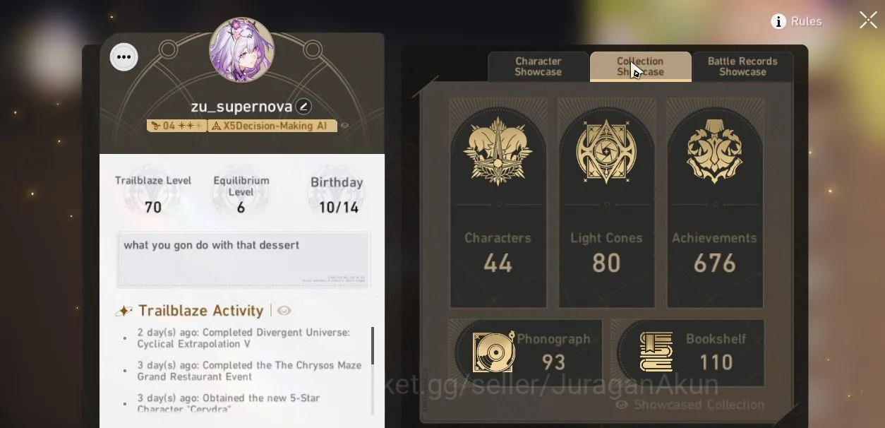 Honkai Star Rail Accounts Mid Game ASIA|TL70|14 Limited[(The Herta+Sign,Sunday+Sign,Castorice+Sign,Ruan 2