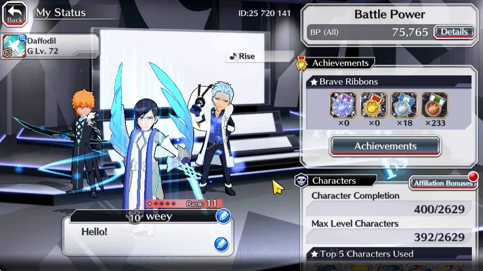 Bleach: Brave Souls Accounts [GLOBAL]20K Orb|Lv 200(Grimmjow Christmas23,Ichigo image 3