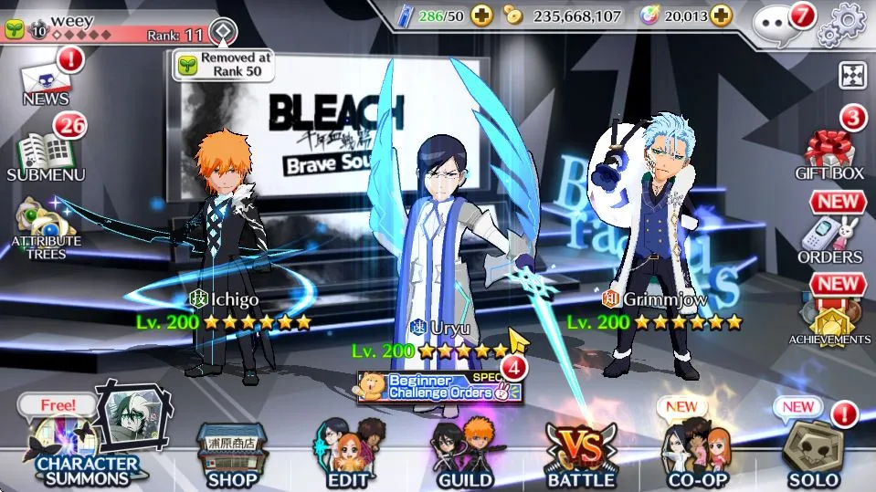 Bleach: Brave Souls Accounts [GLOBAL]20K Orb|Lv 200(Grimmjow Christmas23,Ichigo image 5