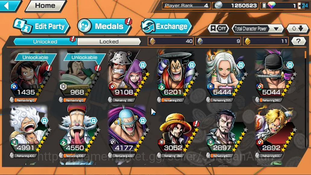 One Piece Bounty Rush Accounts Mid-Tier Global| 4 META EX | Daimyo Oden, Seraphim S-Snake, Onigashi Zoro, Gear Five MD Luffy 5