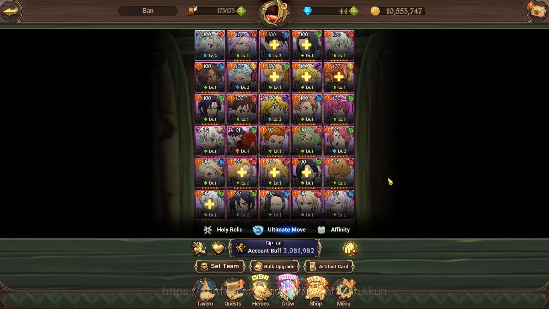 The Seven Deadly Sins: Grand Cross Accounts Midgame ASIA |2M CC,CH 12| 1 LR+7 2