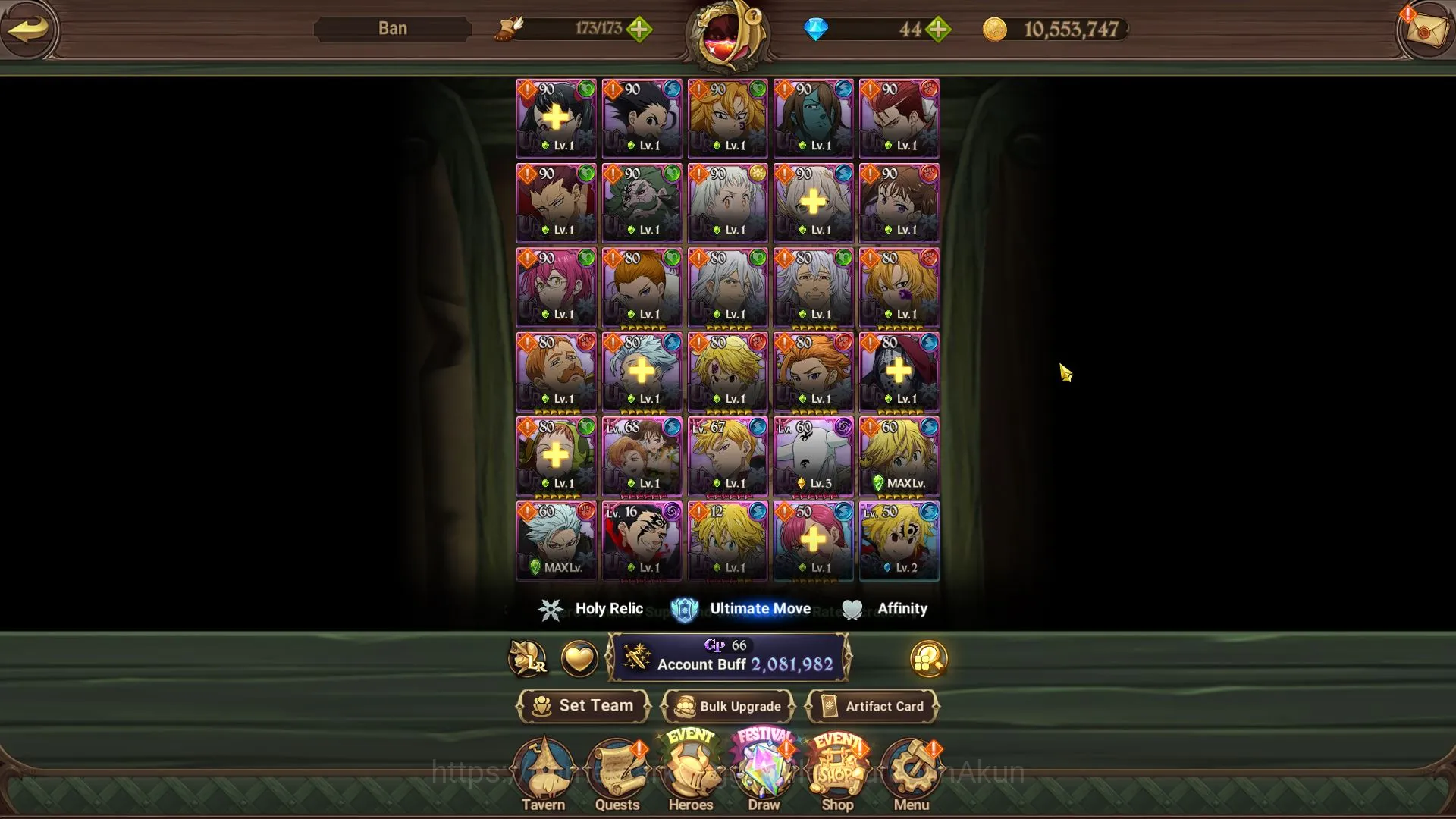 The Seven Deadly Sins: Grand Cross Accounts Midgame ASIA |2M CC,CH 12| 1 LR+7 3