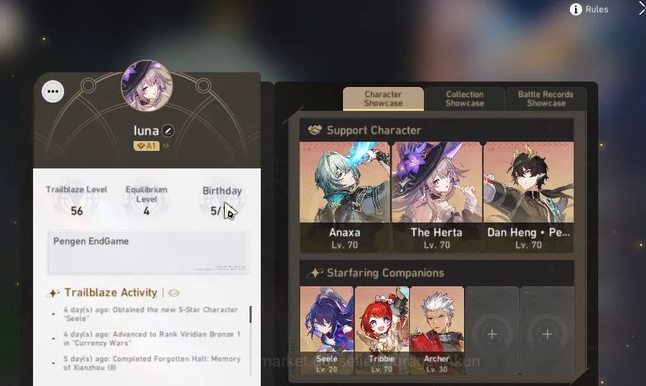 Honkai Star Rail Mid Game ASIA |TL 56 |Mid-High| 5 Limit|The Herta+Sign, Ana image 1