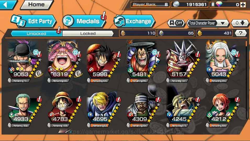One Piece Bounty Rush Accounts Starter Global|5 META EX|Raid Oni Zoro,BMO Olin the Oiran,DOK Oden,Seraphim S-Snake,K.Pirates 2