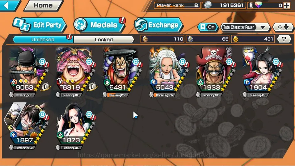 One Piece Bounty Rush Accounts Starter Global|5 META EX|Raid Oni Zoro,BMO Olin the Oiran,DOK Oden,Seraphim S-Snake,K.Pirates 4