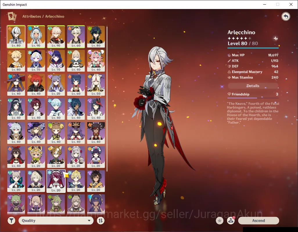 Genshin Impact Accounts Mid Game ASIA |AR 56|6Limited 5+(5*Weapon),Varesa,Mualani,Kazuha,Arlecchino+Sign|Kinich,raiden 2