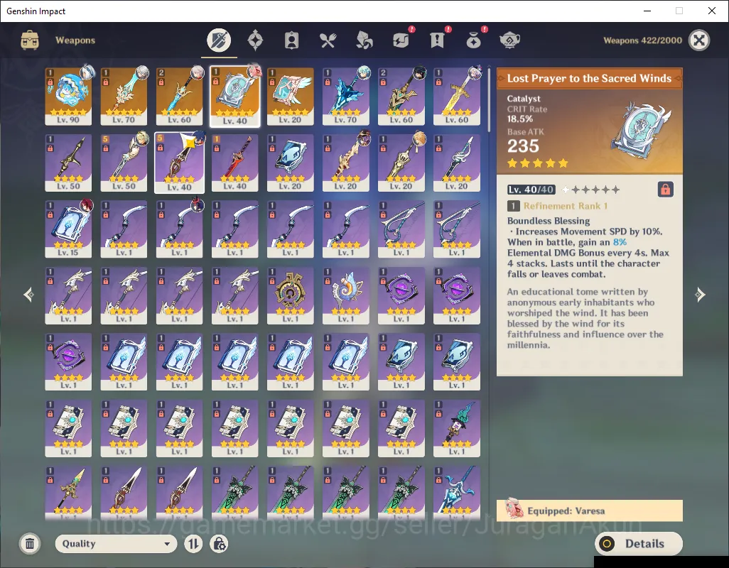 Genshin Impact Accounts Mid Game ASIA |AR 56|6Limited 5+(5*Weapon),Varesa,Mualani,Kazuha,Arlecchino+Sign|Kinich,raiden 3