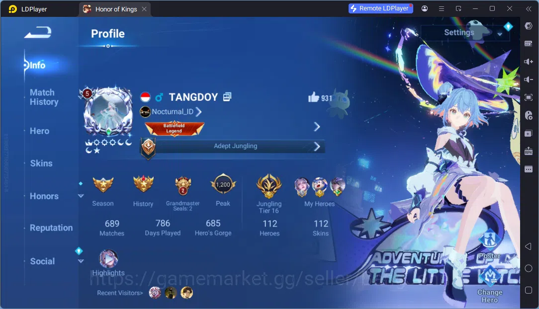 Honor of Kings Accounts Others Global|112H 112S|Flawless: Xaio Qiao|Limited Li Bai|Saint Seiya Dharma|1 Legend|Lny DaQiao|17 1