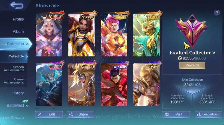 Mobile Legends: Bang Bang Accounts Hero 132|Skin 324|511 Dm|High Immo 106|Legend Luno image 3