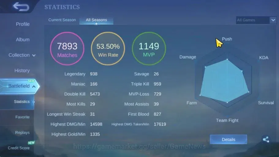 Mobile Legends: Bang Bang Accounts Hero 132|Skin 324|511 Dm|High Immo 106|Legend Luno image 4