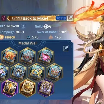 Mobile Legends: Adventure Accounts Global 701xx|Lv.592|18090M Power|Camp 86-9|Vip 10|37 Nexus|102 Awaken|16 UR|13