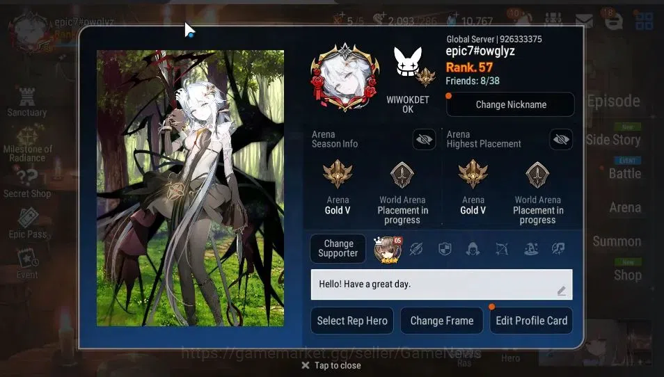 Epic Seven Accounts Starter GLOBAL Unverif|New Era|7 ML[Salome,RoLight,Harsetti,etc]+Rinak,Setsuka,AS Flan,etc|PoH ON|10K 2