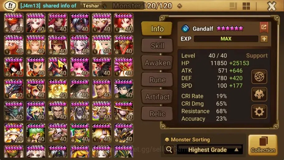 Summoners War: Sky Arena Accounts ASIA Lv 100|4 LD[Fermion,Gurkha,Shan,Pontos]+134 T image 10