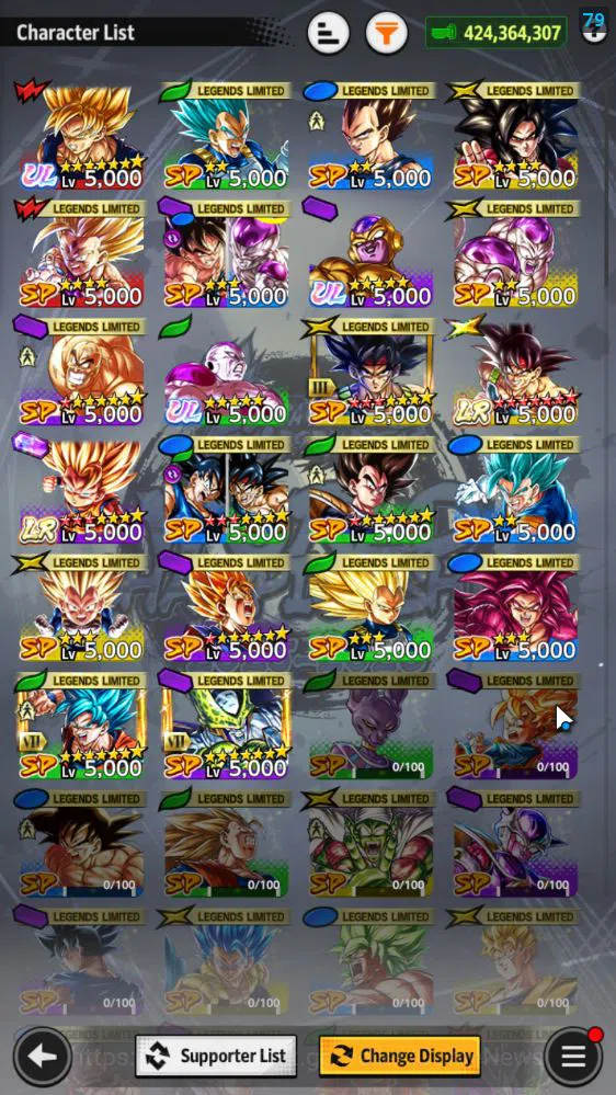 Dragon Ball Legends Accounts 424M Total Power|LV 163|2LR+3UL+17LL|Bardock,SS3 G image 6