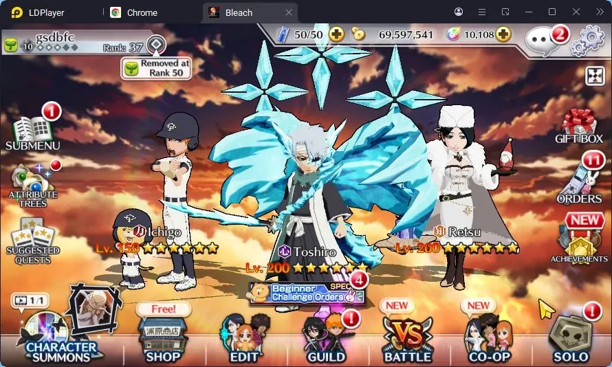 Bleach: Brave Souls Accounts Starter Global|69M BP+10K Orb|Fresh Story|IchigoDT,Toshiro & Retsu 1