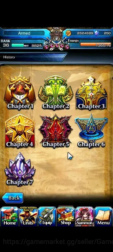 Grand Summoners Accounts Mid-Game Global | 250 cc | Rank 36 | 2 Ascend | Demon Lord Vox,Demon Edge Berwick | Lpot 23 |Check 8