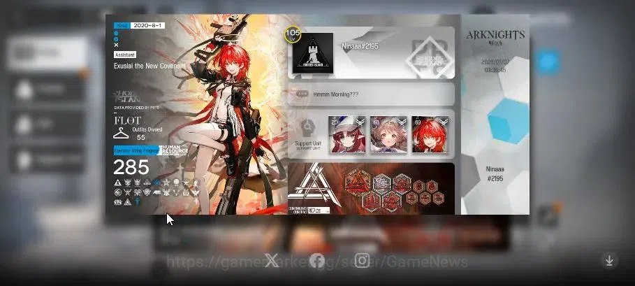Arknights Accounts High-End Lvl 105|285 Op+55 Outfits|16 Limited|(Virtuosa,Ling,TTO,W,NTRK,STU 2
