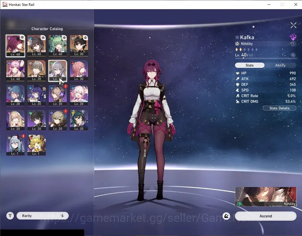 Honkai Star Rail Accounts Asia|TL 20|5 Limited|Ruan Mei+Skin,Huohuo,Kafka,Da image 4