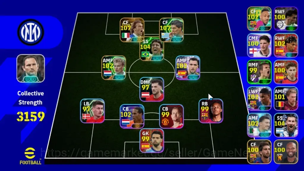 eFootball Accounts Legends & Iconic Players Android|Power 3159|Big Time Alessandro Del Piero|5 Epic Luis 1