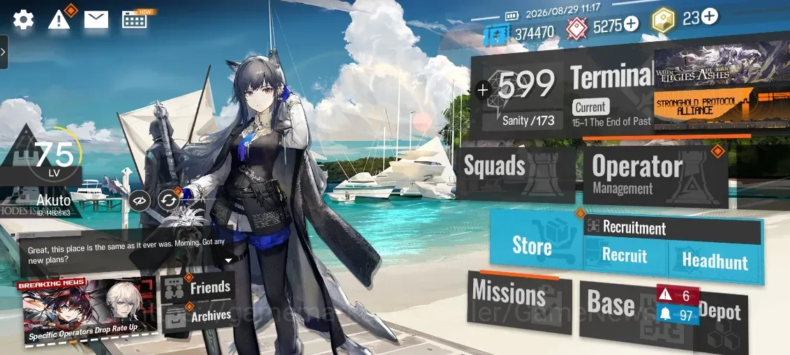 Arknights Accounts High-End Lvl 74|219 Op - 26 Skin|9 Limited|Wis'adel P1,Eyja 1