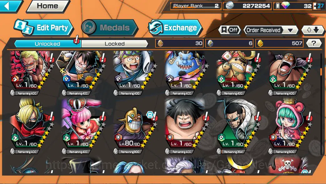 One Piece Bounty Rush Accounts Starter Global|4 EX|TFE Marshal D Teach,KOP Gol D. Roger,BP Kuzan,T5E St. Saturn |Rank 7