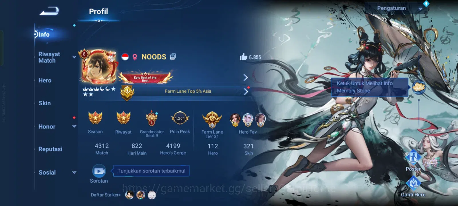 Honor of Kings Accounts FARM & MID USER | VIP 8 | 322 SKINS ➤ 4 FLAWLESS:  image 2