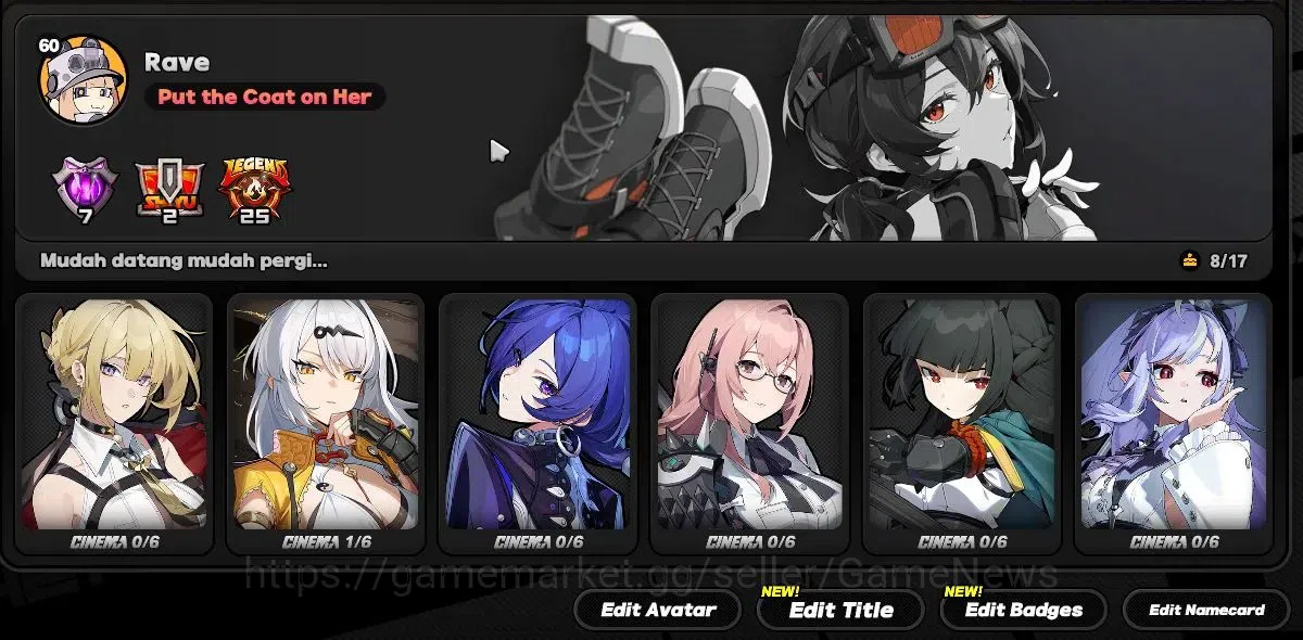 Zenless Zone Zero Accounts Starter ASIA|IK60|S3 E|14 LMT 4 4