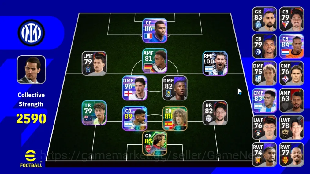 eFootball Accounts Others Android|Power 2590|Epic Carles Puyol,David Seaman|Show Time Cristian Romero,Lionel 1