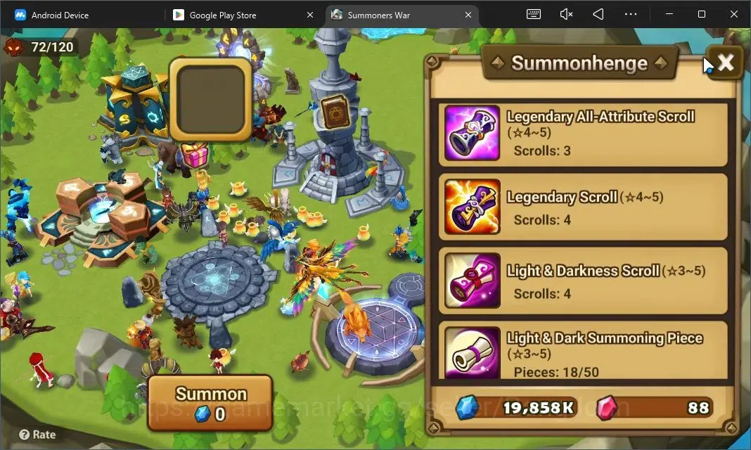 Summoners War: Sky Arena Accounts Starter GLOBAL | NB 5 TESHAR,Starter Gacha 115 12Y+160 11Y Scrool, 3 Legendary All 4