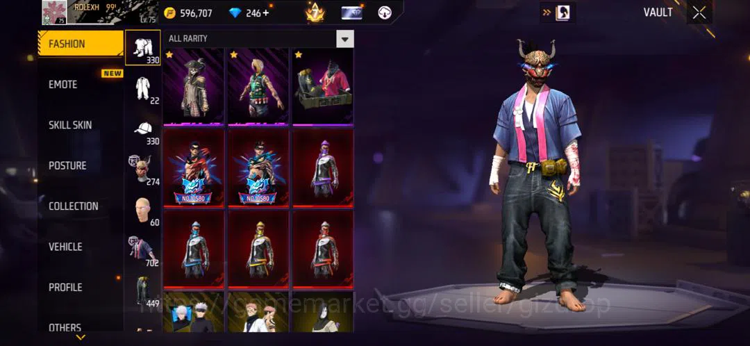 Free Fire Accounts Sakura season 1 2 3 4 5 account stacked With evos image 1