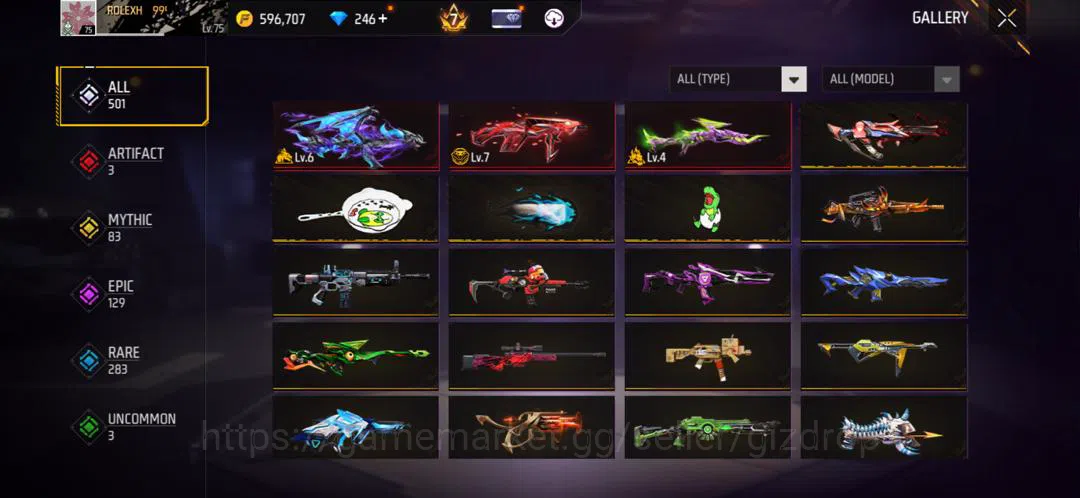 Free Fire Accounts Sakura season 1 2 3 4 5 account stacked With evos image 2