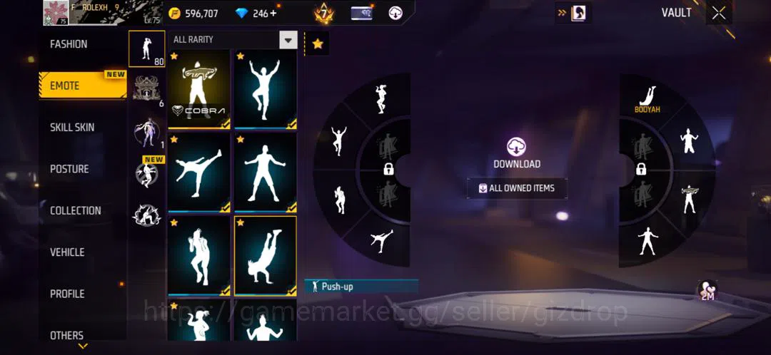 Free Fire Accounts Sakura season 1 2 3 4 5 account stacked With evos image 3