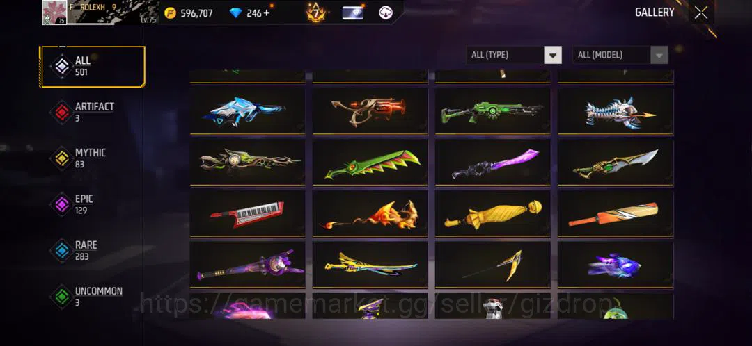 Free Fire Accounts Sakura season 1 2 3 4 5 account stacked With evos image 8