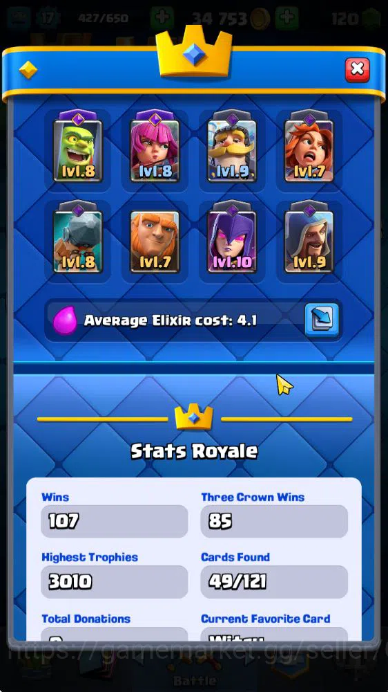 Clash Royale Accounts Midgame Lv 17|Trophy 3010|KTL 7|Limited Skin|Card 49| 2 EVO 9 Epic 20 Rare 20 Common|Take Email(CR1490) 3