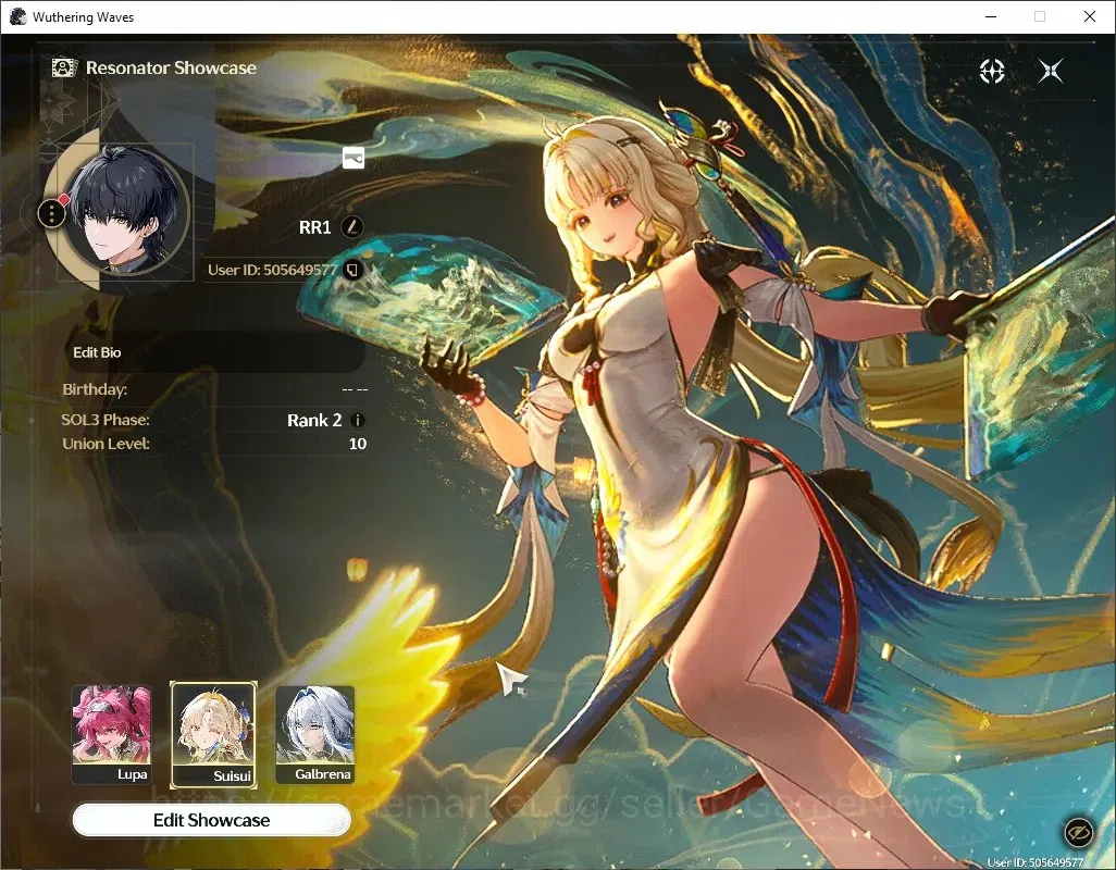 Wuthering Waves Accounts Starter NA|UL 10|4 Limited|Suisui,Lupa,Galbrena,Rebecca + 3 Standard|DB Lvl 2|Low Quest 1