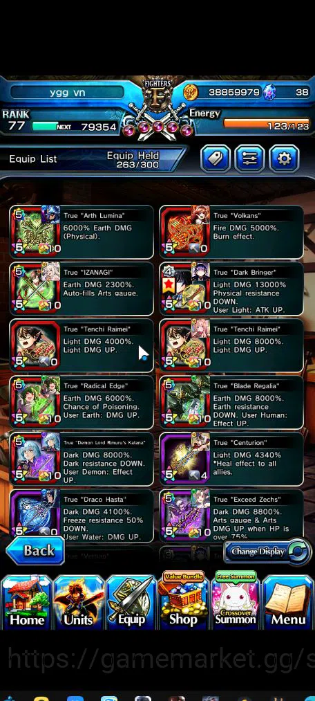 Grand Summoners Accounts Mid-Game Global|Rank 77|1 SP Art|11 Ascend|HoukaTW,RimuruTW,UzuTW,RimuruTW,PolaTW,IllyaTW,etc|Lpot 8
