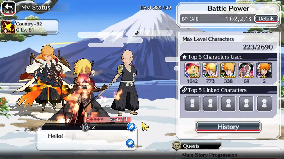 Bleach: Brave Souls Accounts Starter [GLOBAL]6K Orb+Fresh All Story|TYBW (Ikaku,Oetsu,Aizen,Orhime),10th Ichigo,Halibel 6
