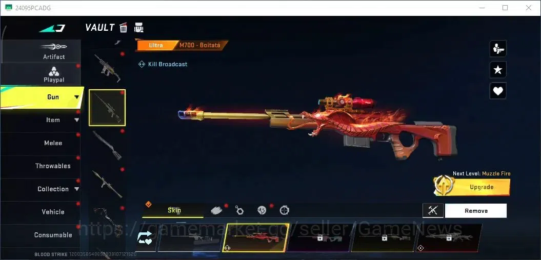 Blood Strike Accounts Collab Skin ASIA|EternalAUG Empyrean|Ultra M700 Boitata|Legendary [M4A1 Venom,Extinction,MP5 6