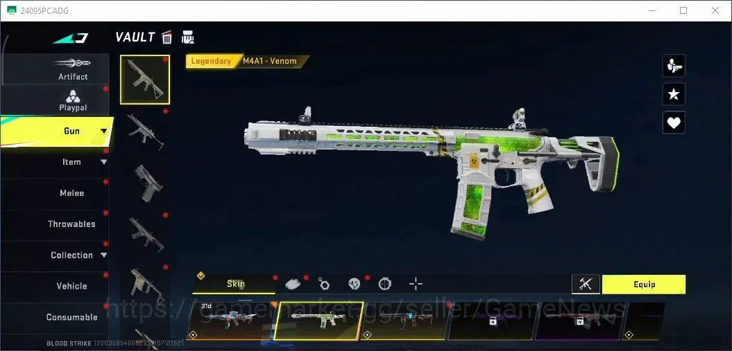Blood Strike Accounts Collab Skin ASIA|EternalAUG Empyrean|Ultra M700 Boitata|Legendary [M4A1 Venom,Extinction,MP5 8