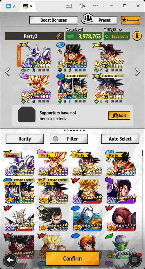 Dragon Ball Legends Accounts High-End Android|Lv 151|12M Total Power|267 CC|3 LR:Goku,Bardock,Goku(Mini)|4 UL 1