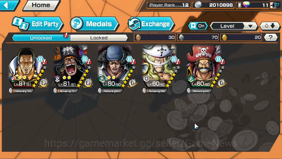 One Piece Bounty Rush Accounts Global| 5 EX| AM Sword[Borsalino],T4E Marshall D.T image 4