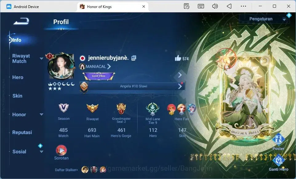 Honor of Kings Accounts Global Starter Hero112 Skin1474 |Lny2024 DaQiao|Sa image 2