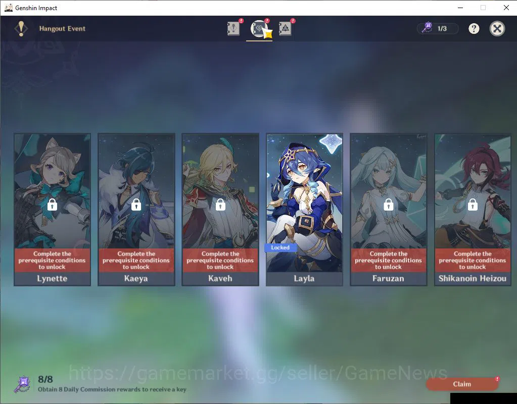 Genshin Impact Accounts Mid Game ASIA|AR 53|6 Limited+3(*5Weapon)|Prime Team 13