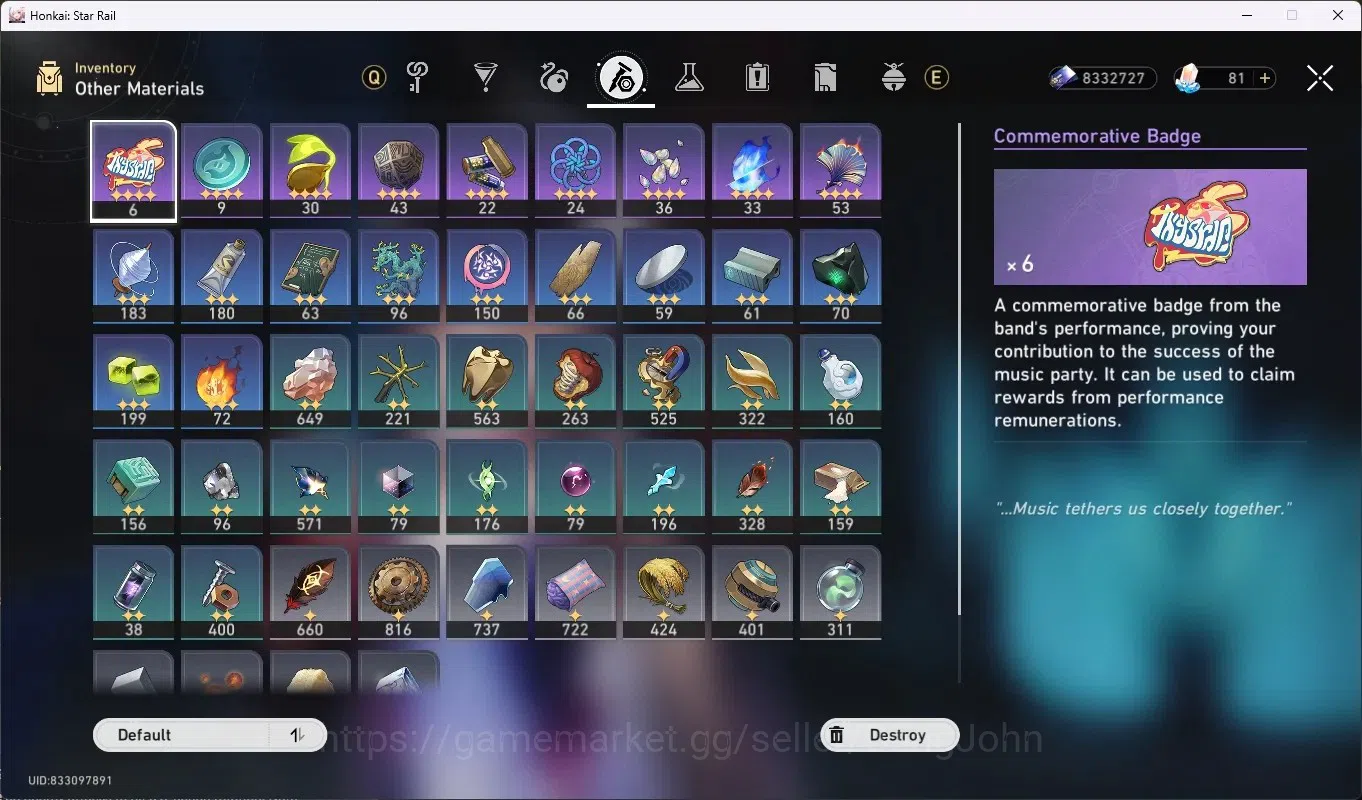 Honkai Star Rail Accounts Others ASIA|TL 70|19 Limit,DOT PremTim 16